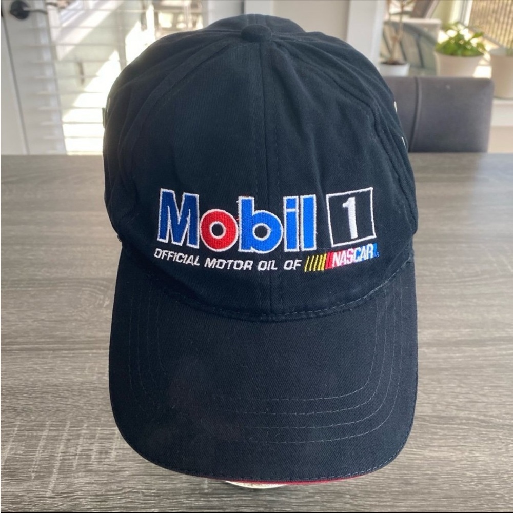 🔥 5/$25 AMC Deluxe Mobil 1 Official Motor Oil of NASCAR Racing Pegasus Cap Hat
